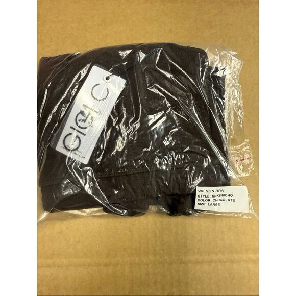 New Gigi C Wilson Snakeskin Sports Bra Crop Top L Chocolate - Picture 2 of 6